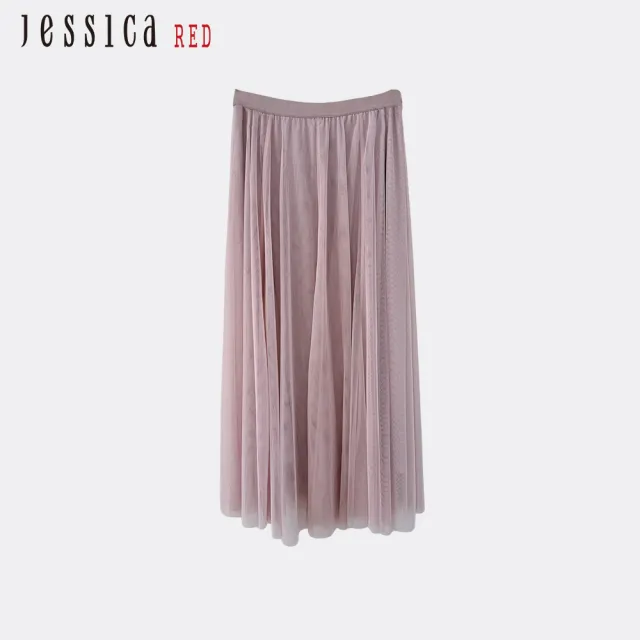 【Jessica Red】溫柔氣質寬鬆鬆緊腰長紗裙（粉）R62103