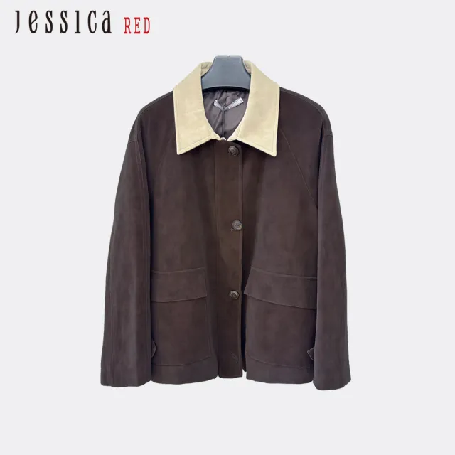 【Jessica Red】百搭休閒撞色翻領長袖夾克外套R62003