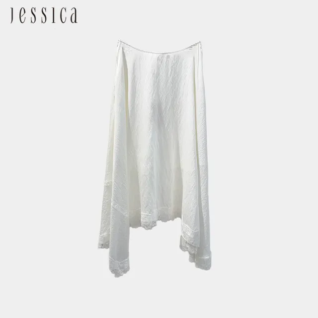 【JESSICA】百搭休閒蕾絲滾邊下擺中長裙J63104
