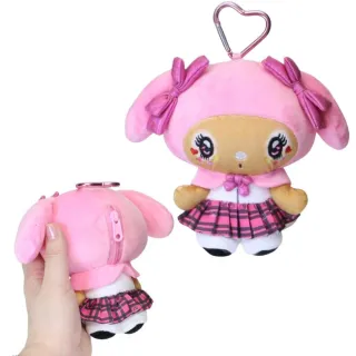 【小禮堂】雙11 Sanrio 三麗鷗 絨毛玩偶零錢包吊飾 古銅辣妹款 酷洛米 美樂蒂