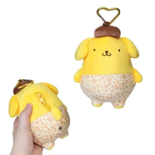 【小禮堂】雙11 Sanrio 三麗鷗 絨毛玩偶零錢包吊飾 曬黑豹紋款 Kitty 布丁狗 酷洛米