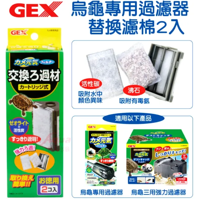 【GEX】五味 烏龜 專用過濾器替換棉 1盒2入×3 兩棲 碳板 活性碳(角落、三用強力過濾器專用替換棉1152三盒)