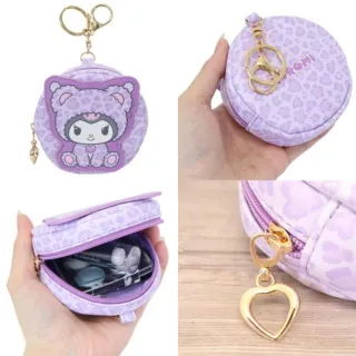 【小禮堂】Sanrio 三麗鷗 皮質造型零錢包吊飾 (豹紋熊款) Kitty 大耳狗 酷洛米