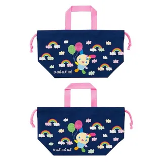 【小禮堂】雙11  Sanrio 三麗鷗 花小兔 棉質手提便當袋 KB7 深藍彩虹款