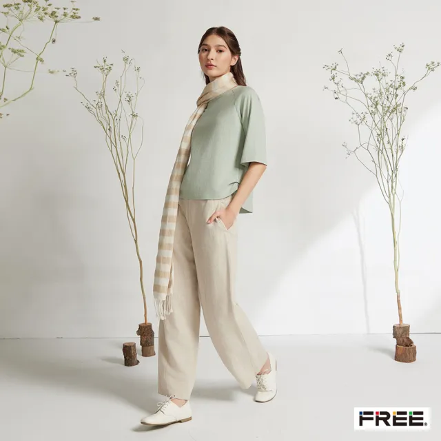 【FREE】進口棉麻修身九分褲