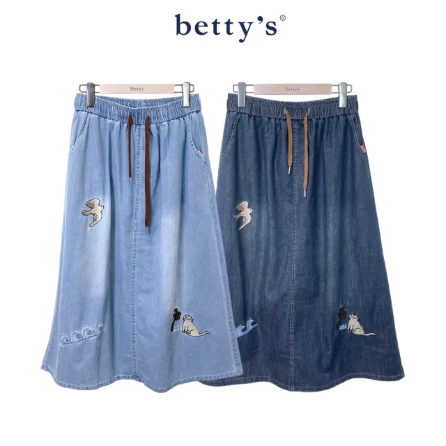 【betty’s 貝蒂思】飛鳥、貓咪刺繡丹寧牛仔裙(共二色)