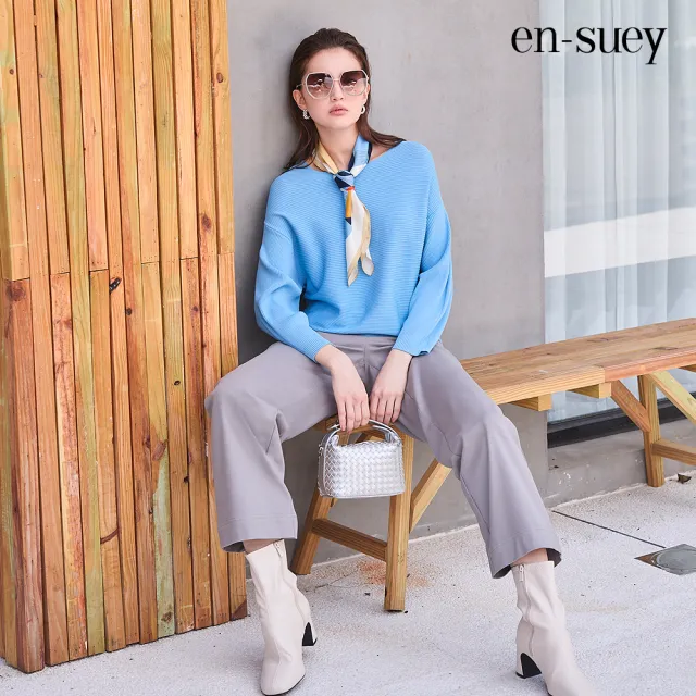 【en-suey 銀穗】廓型袖簡約線衫-女