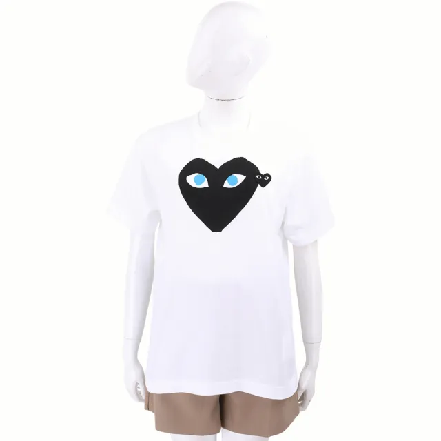 【川久保玲】COMME des GARCONS PLAY 大小愛心圖案 白色短袖純棉T恤 精品TEE
