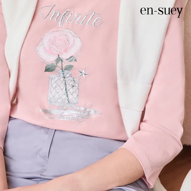 【en-suey 銀穗】刺繡玫瑰花紋上衣-女