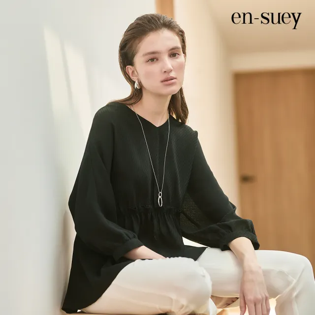 【en-suey 銀穗】個性荷葉抽皺上衣-女
