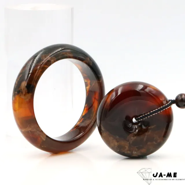 【JA-ME】天然琥珀 三色妖花溶洞手鐲#18(買手鐲送鐲芯項鍊)