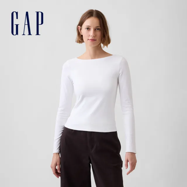 【GAP】CloseKnit棉質挖背T恤-清新白(915376)