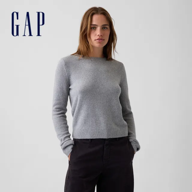 【GAP】CashSoft圓領毛衣-麻灰色(908887)