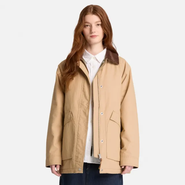【Timberland】女款淺褐色防潑水保暖巴恩外套(0YHC0DF0)