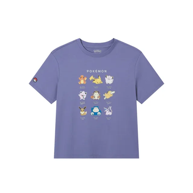 【GIORDANO 佐丹奴】女裝寶可夢印花短袖T恤 Pokemon系列(46 復古絨紫)