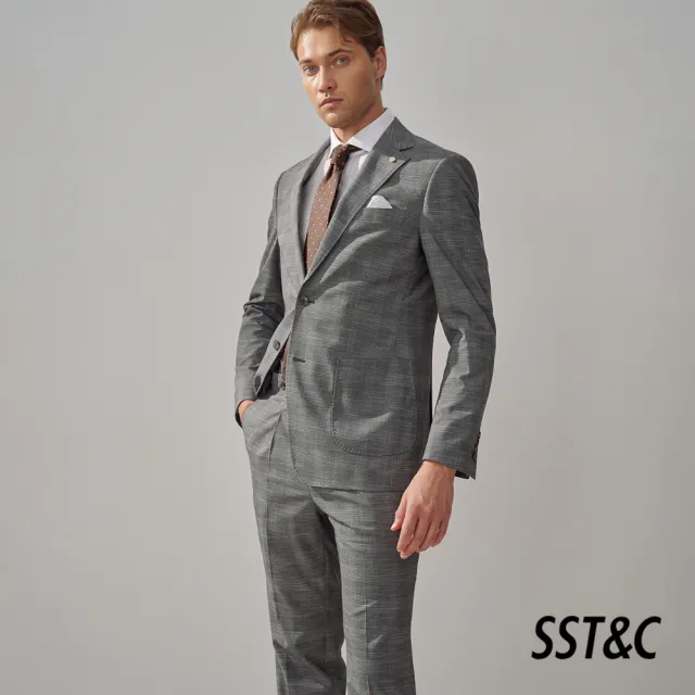 【SST&C】男裝 灰色千鳥格修身版西裝外套0112308009(換季65折)