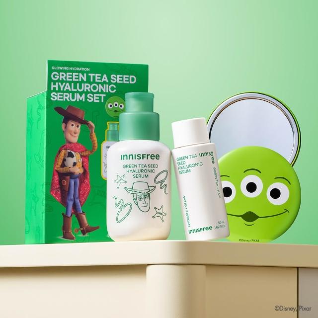 【innisfree】綠茶籽玻尿酸保濕精華禮盒 (80ml+50ml/玩具總動員限定版/補水神器)