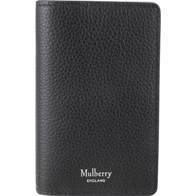 【MULBERRY】荔枝紋牛皮 扣式卡片夾(黑色 質感真皮 英國精品)