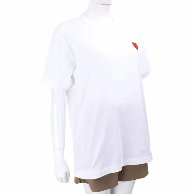 【川久保玲】COMME des GARCONS PLAY 紅愛心刺繡補丁白色短袖純棉T恤 精品TEE