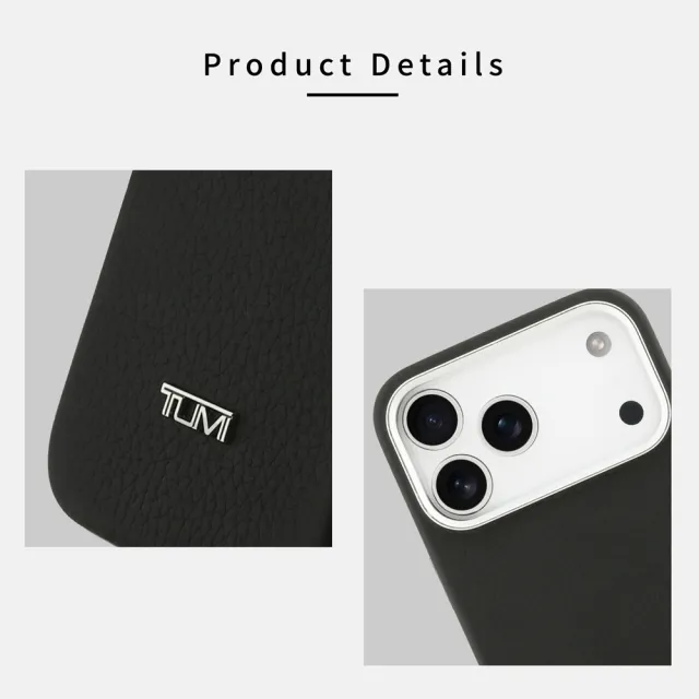 【TUMI】紋理真皮 MagSafe 手機殼 iPhone 18 Pro/Pro Max 黑