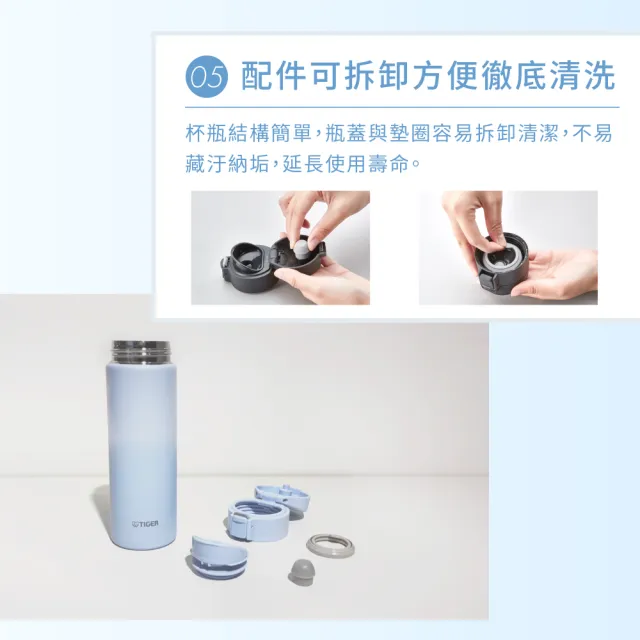 【TIGER 虎牌】買1送1雙層不鏽鋼保溫瓶480+600ml(MKA-T048/T060彈蓋真空/保溫保冰/mo獨家)