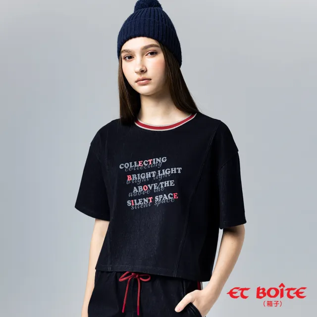 【BLUE WAY】女裝 配色織帶字母印花 短袖 上衣-ETBOITE箱子