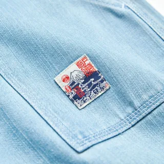 【EDOKATSU 江戶勝】男裝 刺繡印花中腰丹寧錐形褲(重漂藍)