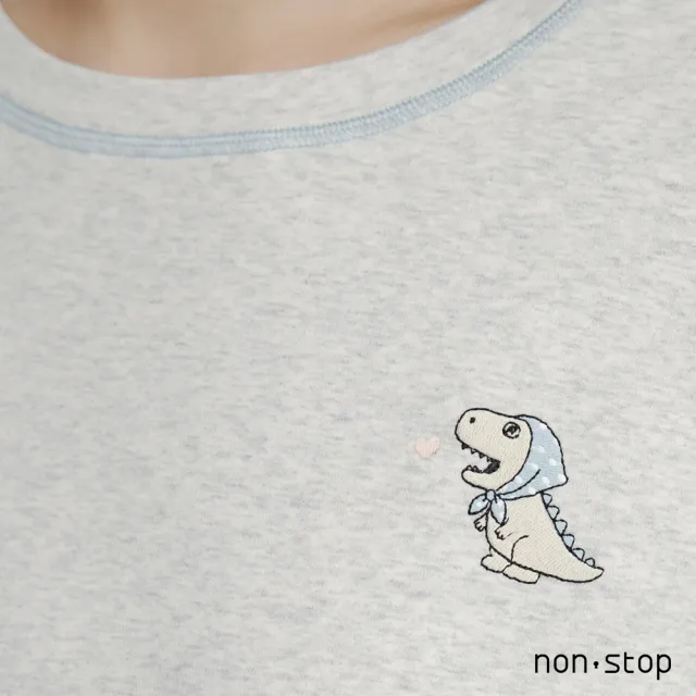 【non-stop】全是小恐龍刺繡寬版T恤-2色