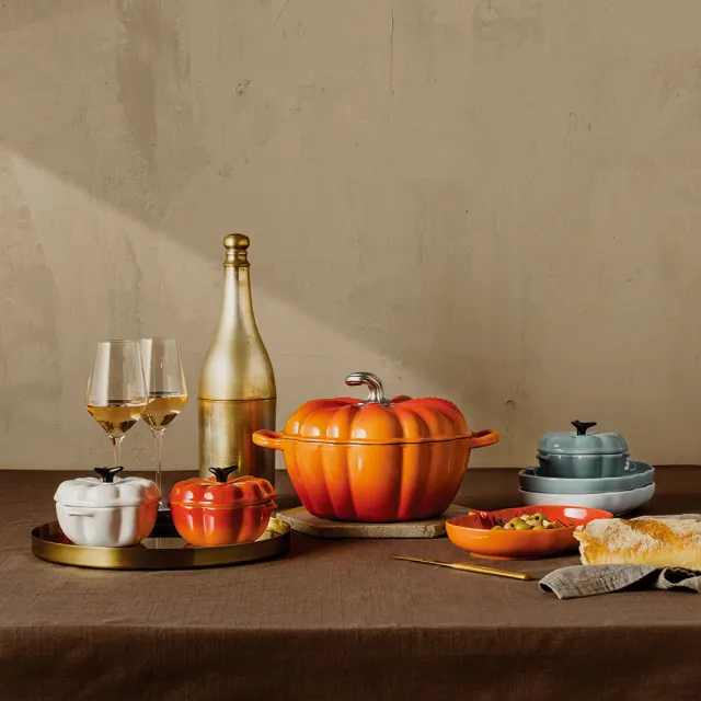 【Le Creuset】瓷器萬聖節南瓜烤盅300ml(水霧白)