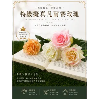 【HUGO DECO 榆果傢飾】特級擬真凡爾賽玫瑰 晨霧純白色 蜜桃甜橘色 (進口擬真玫瑰花材)
