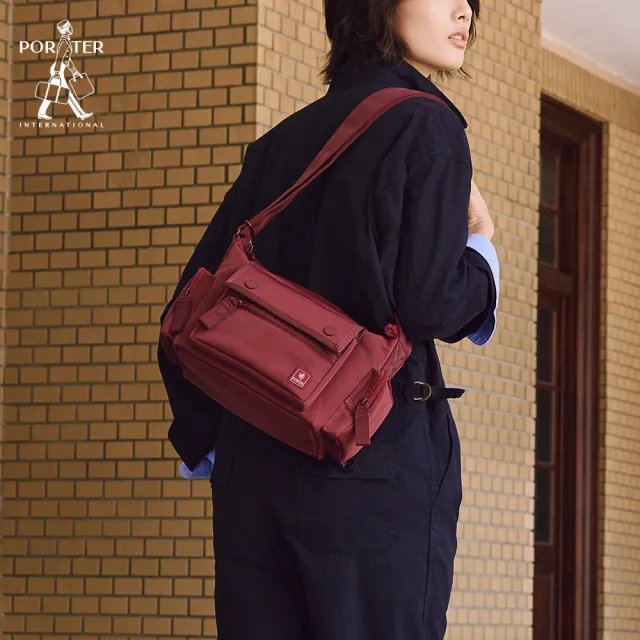 【PORTER INTERNATIONAL】穩定步調ANCHOR斜背包-S(磁磚紅)