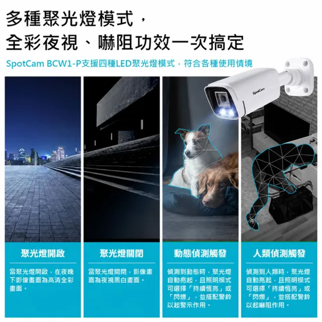 【spotcam】BCW1-P PoE款 全彩高清夜視防水監視器 戶外監控攝影機 2K 聚光燈 免主機 網路攝影機