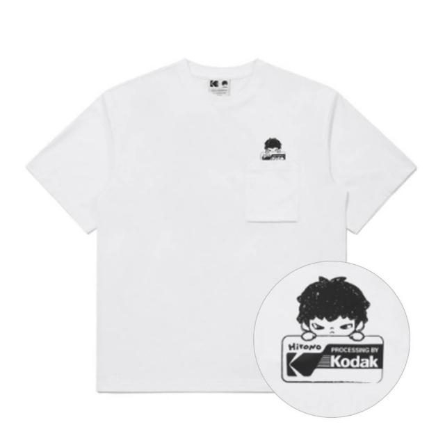 【KODAK Apparel】柯達 男女同款 短袖T恤 涼感 KODAK X Hirono 口袋印花 WHITE 白色 / KB602036WHT