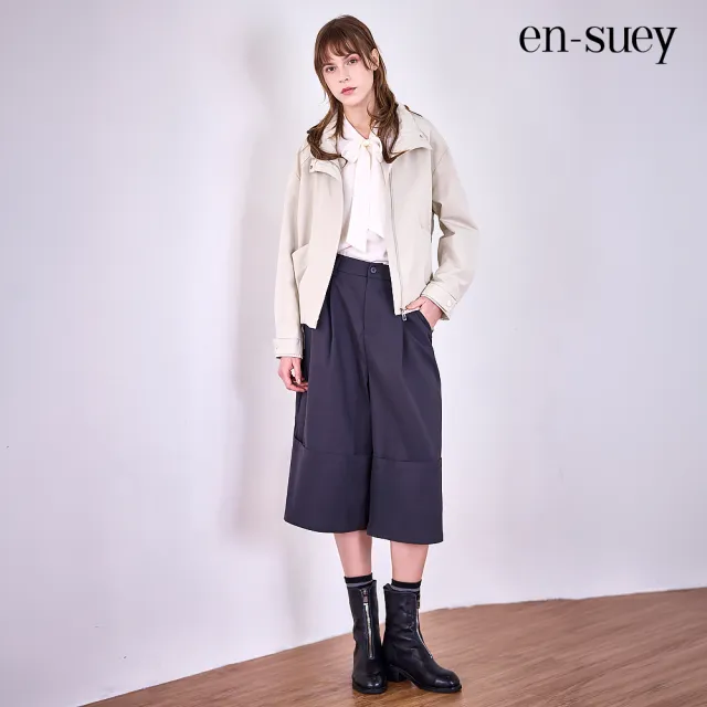 【en-suey 銀穗】網路限定 工裝短版立領防風長袖外套-女