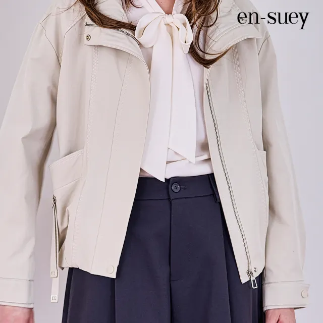 【en-suey 銀穗】網路限定 工裝短版立領防風長袖外套-女