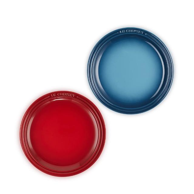 【Le Creuset】瓷器圓盤23cm(水手藍/櫻桃紅 2色選1)