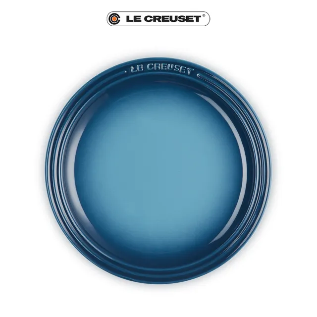 【Le Creuset】瓷器圓盤23cm(水手藍/櫻桃紅 2色選1)