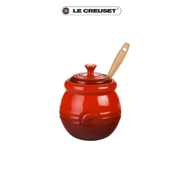 【Le Creuset】盒損福利品_瓷器BBQ烤肉醬盅附刷子(櫻桃紅)