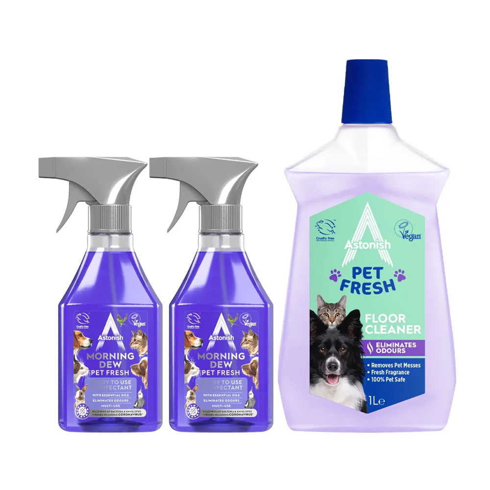 【Astonish 英國潔】寵物友善 天竺葵清潔劑3入組合 除臭 抗菌 萌寵明星組(地板清潔+4合1清潔任選)