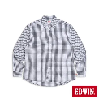 【EDWIN】男裝 小格紋長袖襯衫(丈青色)