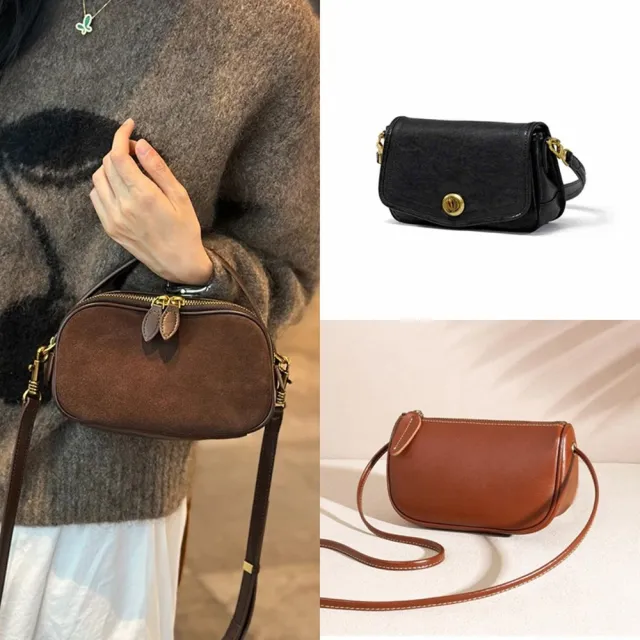 【巴黎精品】現貨+預購真牛皮側背包真皮包包單肩斜背包手提包小方包復古休閒百搭女包包3款t1a1ml25 C