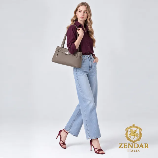 【ZENDAR】直播限定 限量1折 頂級小牛皮手提包肩背包 凱莉系列 全新專櫃展示品(4色選)