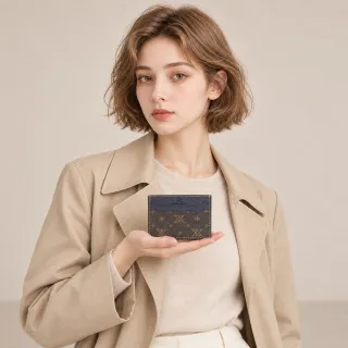 【KAYLEE TAYLOR】雙11 卡包 老花卡夾 交換禮物 精品錢包 超薄卡夾 名片夾 滿版老花 卡夾 寶藍色卡夾