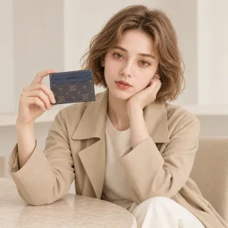 【KAYLEE TAYLOR】雙11 卡包 老花卡夾 交換禮物 精品錢包 超薄卡夾 名片夾 滿版老花 卡夾 寶藍色卡夾