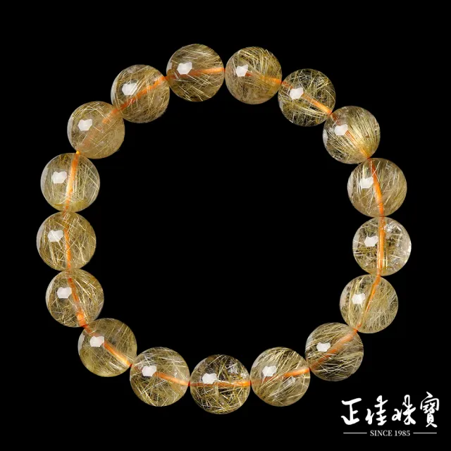【正佳珠寶】金髮晶 頂級滿絲維納斯金髮 12.4-12.8mm 金髮晶手珠