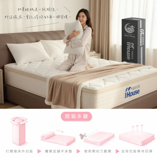 【IHouse】雲層36 雙大6尺 極厚支撐型獨立筒彈簧 /真空壓縮捲床S3