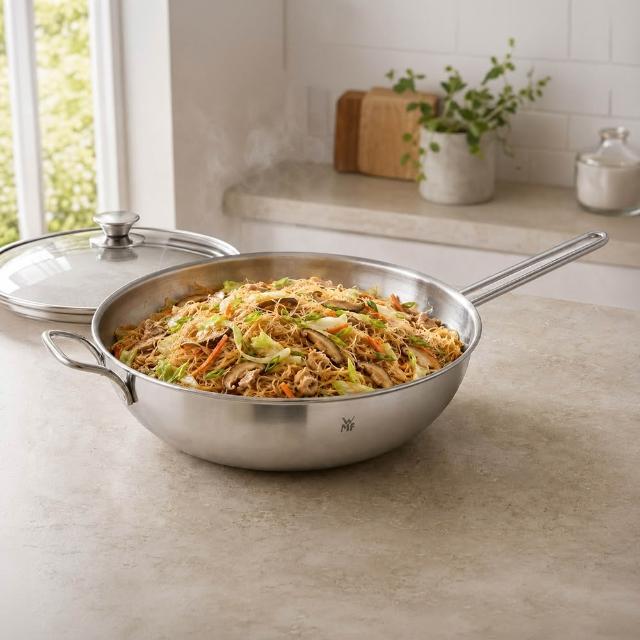 【WMF】★2026新品★不鏽鋼百味炒鍋30cm(附玻璃鍋蓋) 中華炒鍋 萬用炒鍋