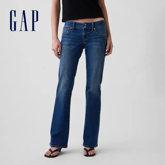 【GAP】超低腰修身長版牛仔褲-中度水洗(911375)