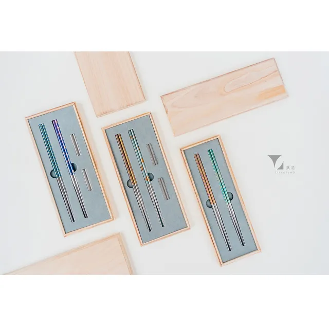 【Titanium 鈦造】純鈦餐具系列 純鈦箸 一期一會 雙箸禮盒(鈦金屬 環保餐具 環保筷 禮盒)