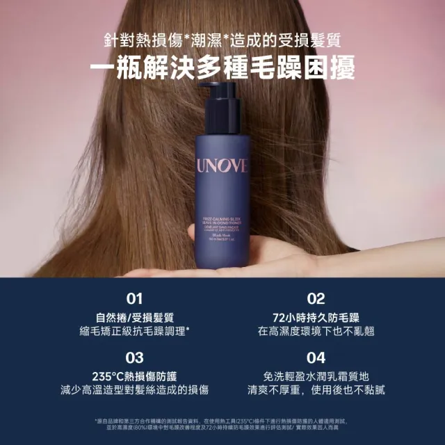 【UNOVE】柔諾伊 絲滑抗毛躁免洗護髮乳150ml+角蛋白柔順修護洗髮精 500ml
